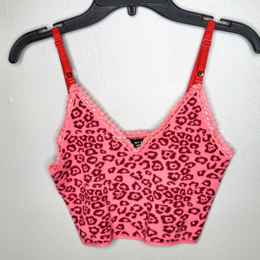 SHEIN Pink Leopard Crop Top Medium